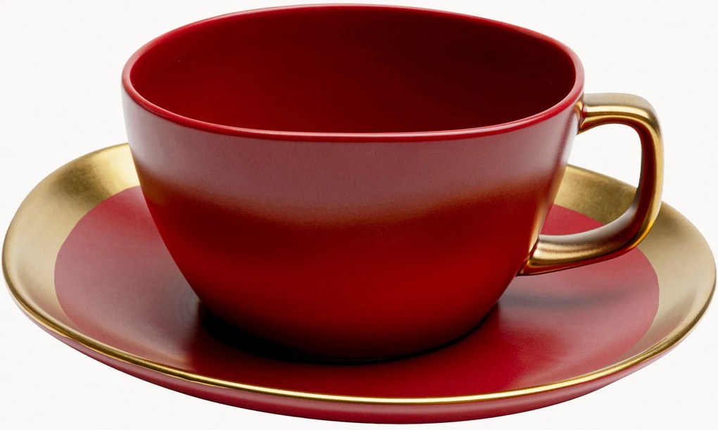 Handgemaakte koffiekopjes Vibrations met schoteltjes, 4-delig