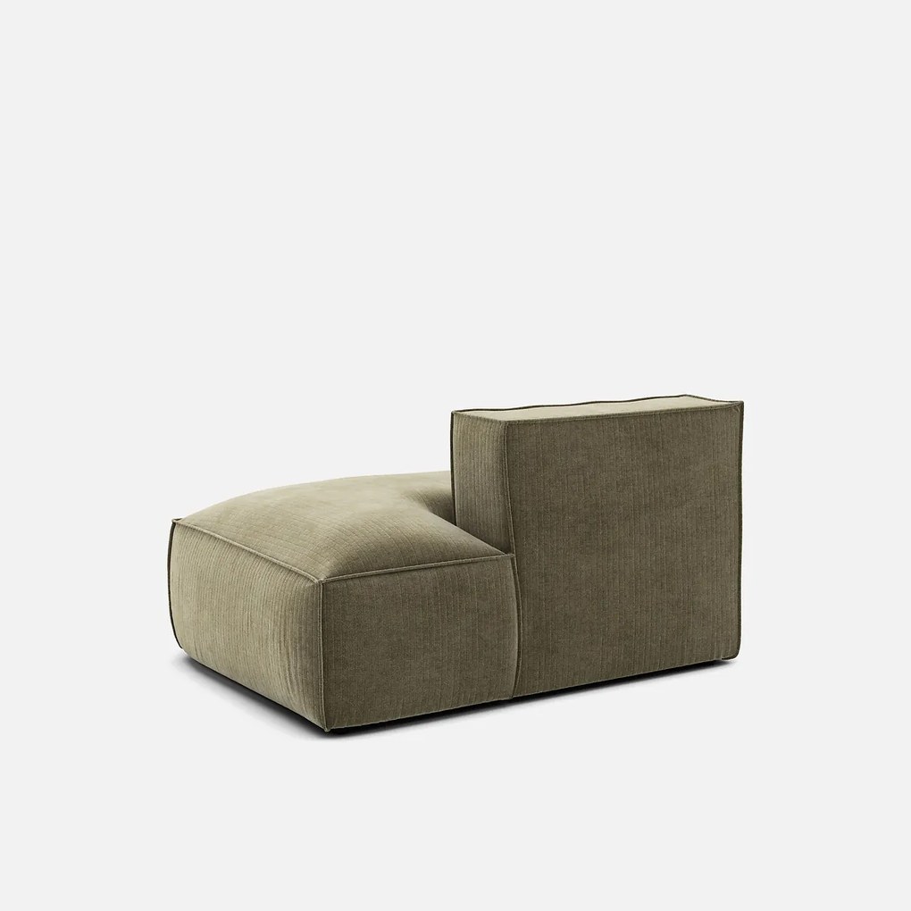 Loungebank element rechts voor modulaire bank, in vintage ribfluweel, SEVEN