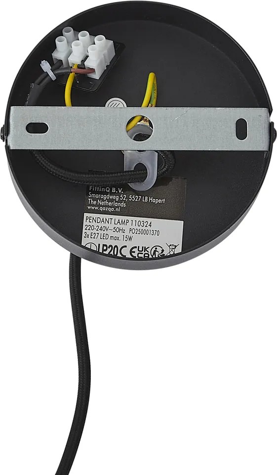 Moderne hanglamp donker brons met taupe 50cm 3-lichts - Drum Duo