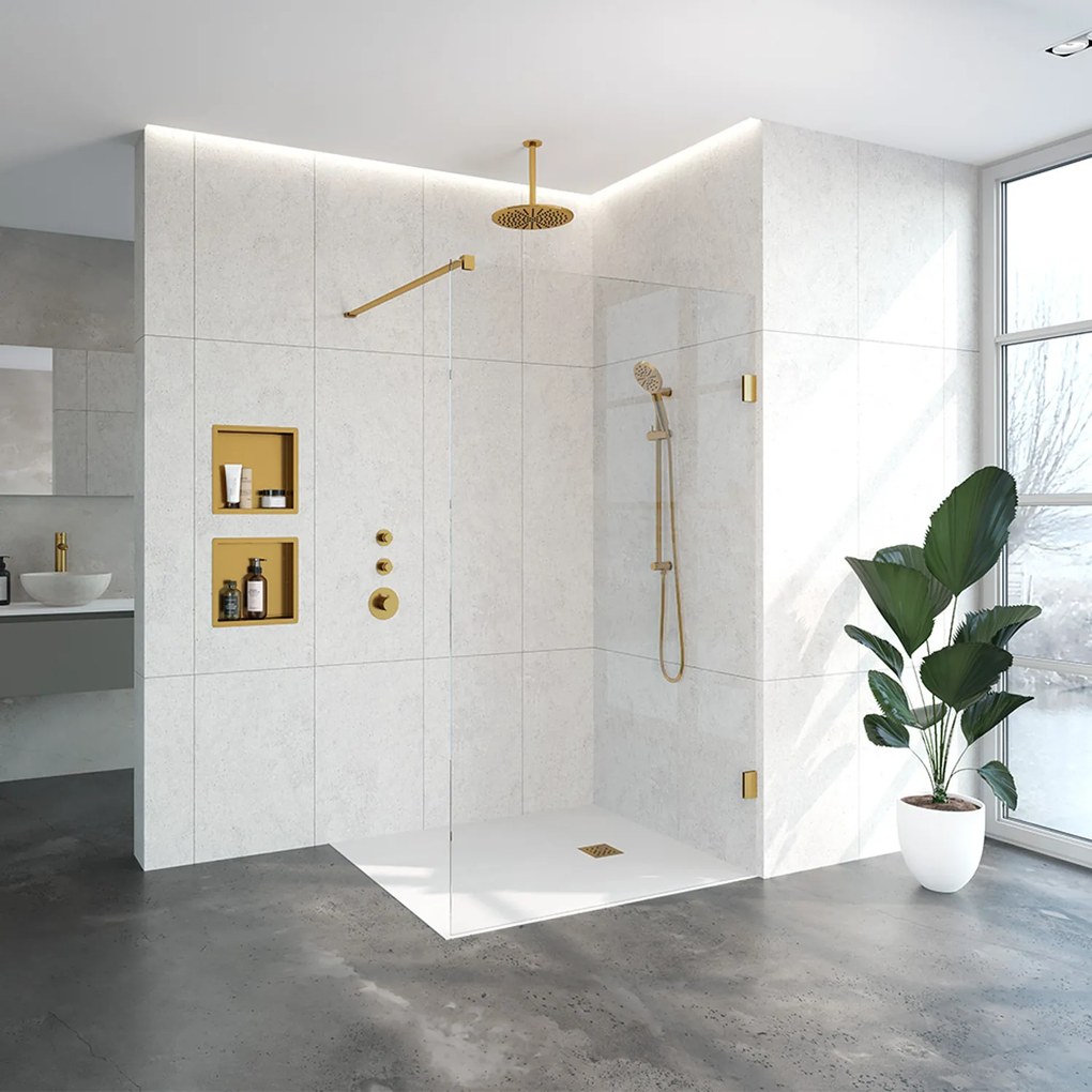 Brauer JC profielloze inloopdouche 120cm goud geborsteld