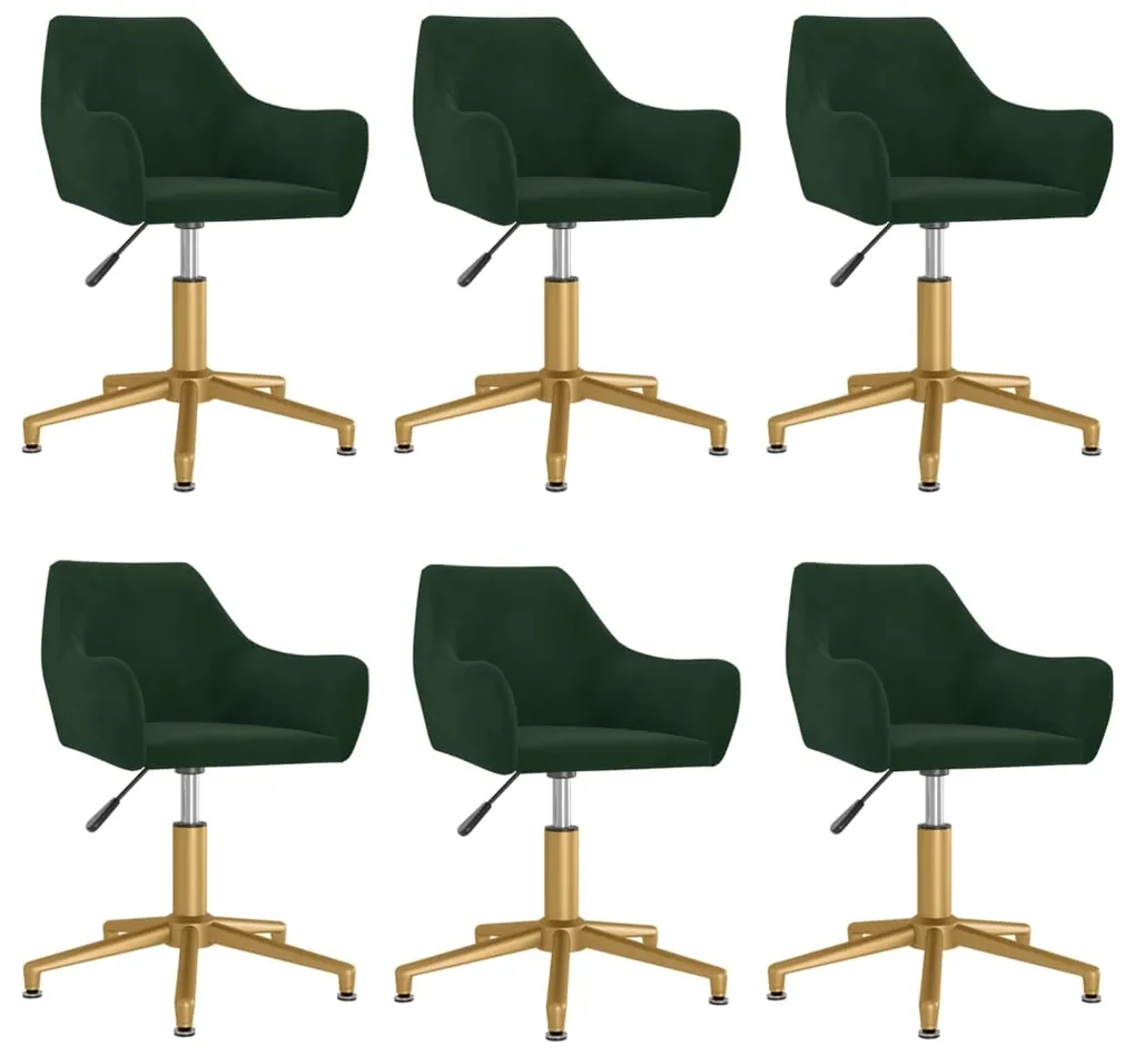 vidaXL Eetkamerstoelen draaibaar 6 st fluweel donkergroen