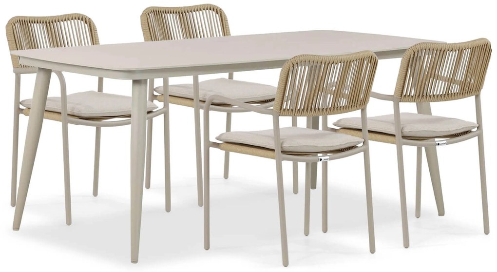 Tuinset 4 personen 180 cm Aluminium/rope Taupe Coco Penya/Vienna