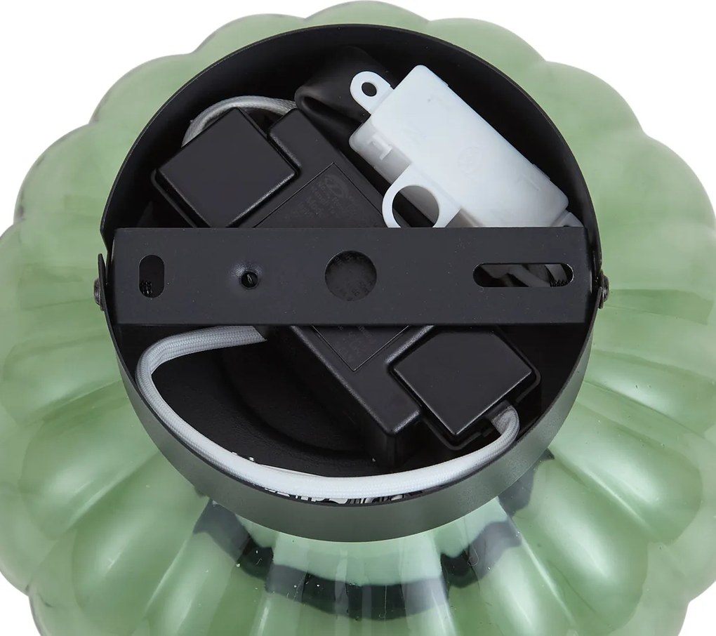 Design plafondlamp zwart 18cm met groen glas incl. LED 3-staps dimbaar - Margherite