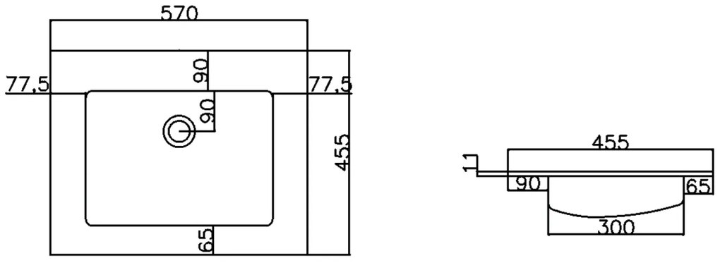 Sanigoods Maisy badmeubel ribbelfront 60cm wit met solid surface wastafel met kraangat wit mat