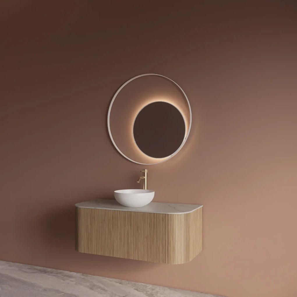 Gliss Design Kosmos spiegel rond met cirkel 90cm mat wit met handsensor