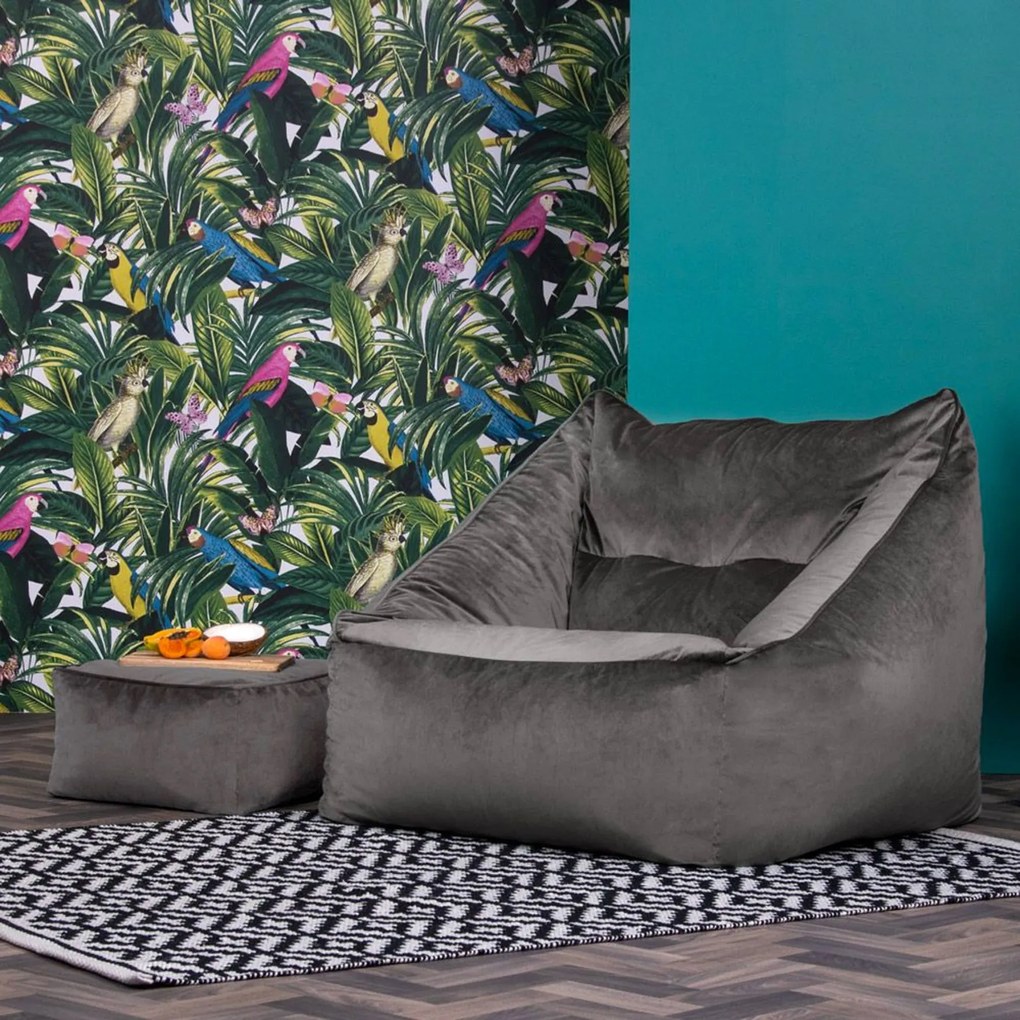 Natalia Velvet Armchair Bean Bag + Footstool