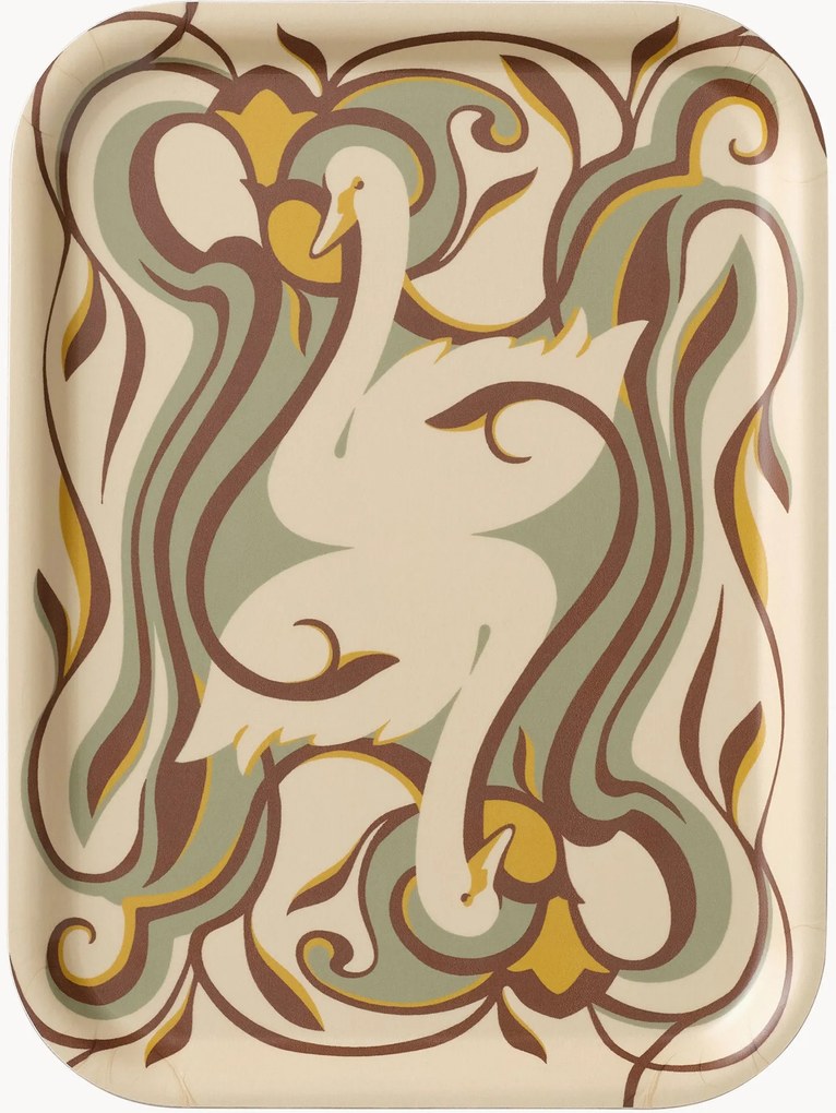 Handgemaakt dienblad Swan van berkenhout