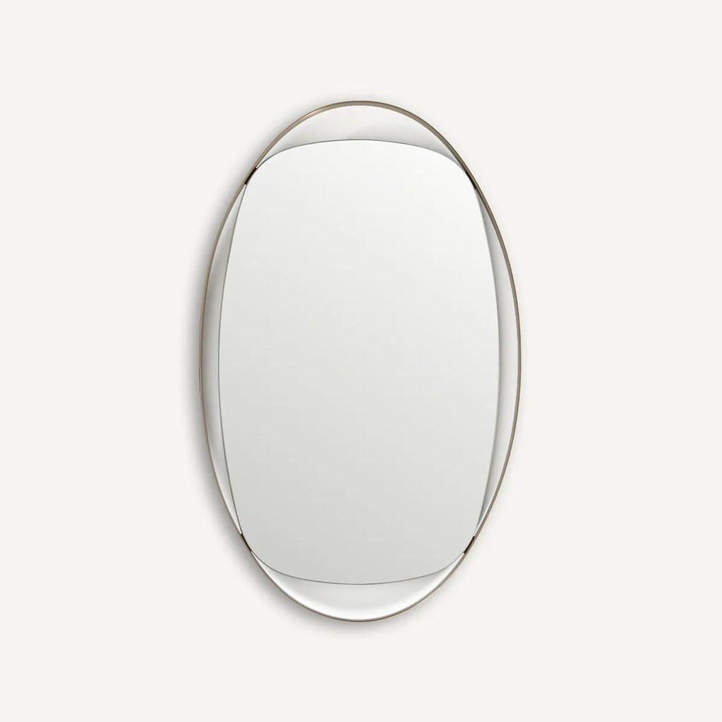 Ovale spiegel in geborsteld roestvrij staal, hoogte 76 cm, AVOLA