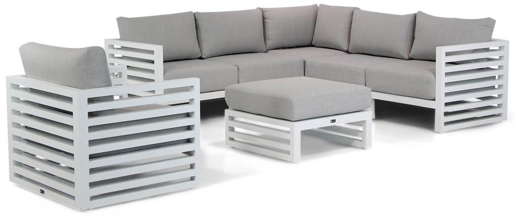 Hoek loungeset 6 personen Aluminium Wit Santika Furniture Santika Jaya
