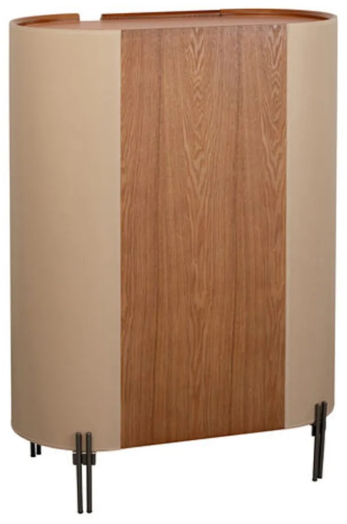 Ovale Design Kast Beige Leer - 80x40x115cm.