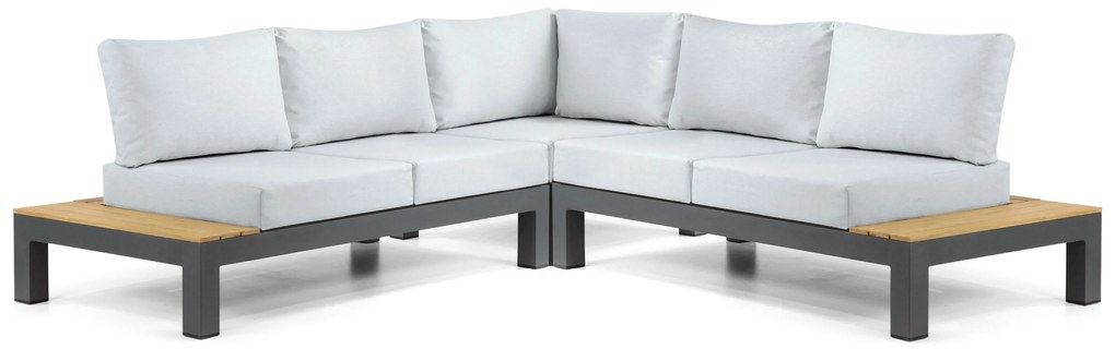 Loungeset 5 personen Aluminium/Teak Grijs Lifestyle Garden Furniture Vittoria