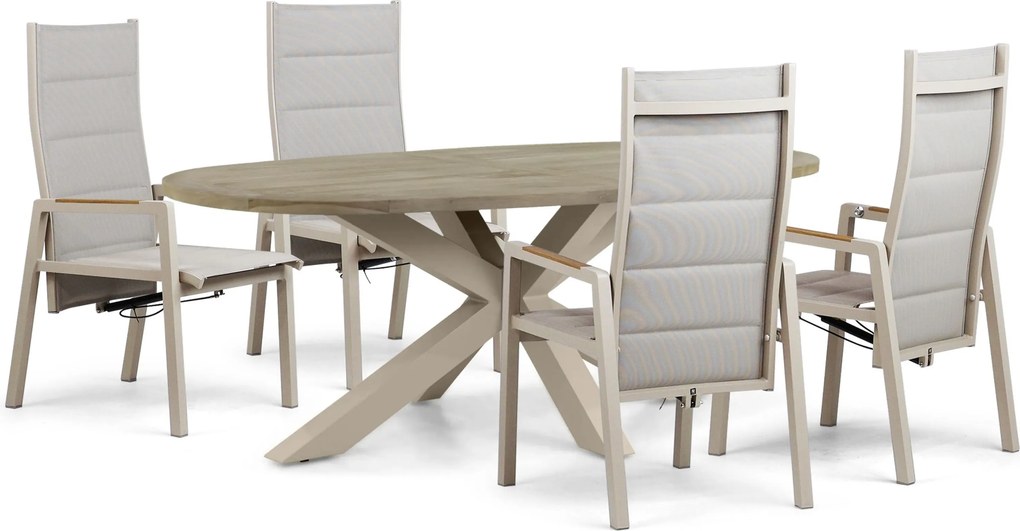 Tuinset 4 personen 200 cm Aluminium Taupe Lifestyle Garden Furniture Essence/Brookline