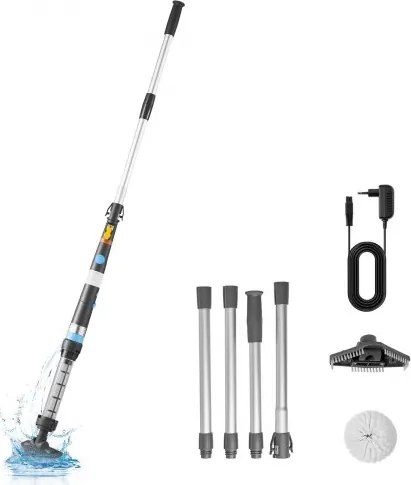 VEVOR Draadloze Zwembadstofzuiger 32L/min, Handstofzuiger voor Zwembaden met Verlengstang en 2 Borstelkoppen, 60 Minuten Gebruiksduur, voor Klein Vuil en Zand, Oplaadbare Zwembadreiniger voor Bovengrondse Zwembaden