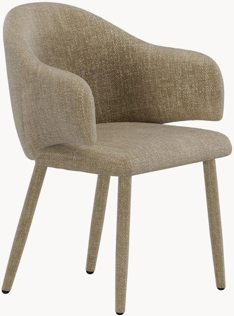 Chenille eetstoelen Evelin met armleuningen, 2 stuks