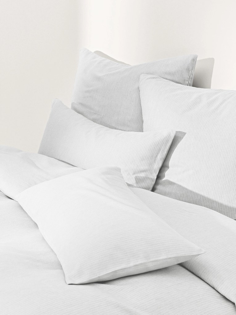 Flanellen dekbedovertrek Javon met fijne strepen