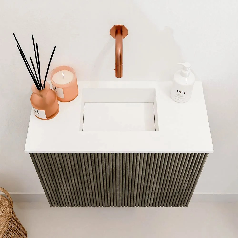 Mondiaz Joya 50cm toiletmeubel shadow met wastafel faye midden zonder kraangat talc
