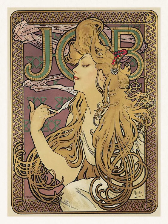 Kunstreproductie Job, Cigarette Paper Advert, Alfons Mucha