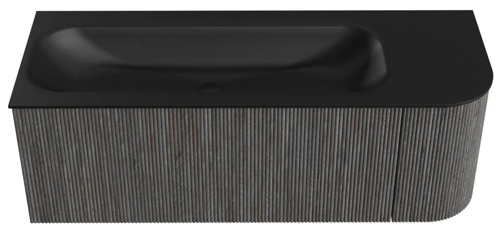 Mondiaz Kurve 125cm badmeubel ronding rechts shadow met 1 lade en deur en wastafel big medium links zonder kraangat urban