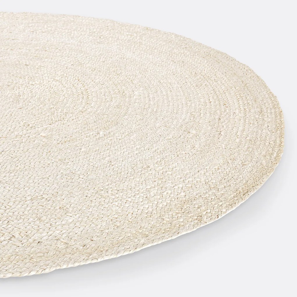 Rond vloerkleed in gebleekte jute, Aftas