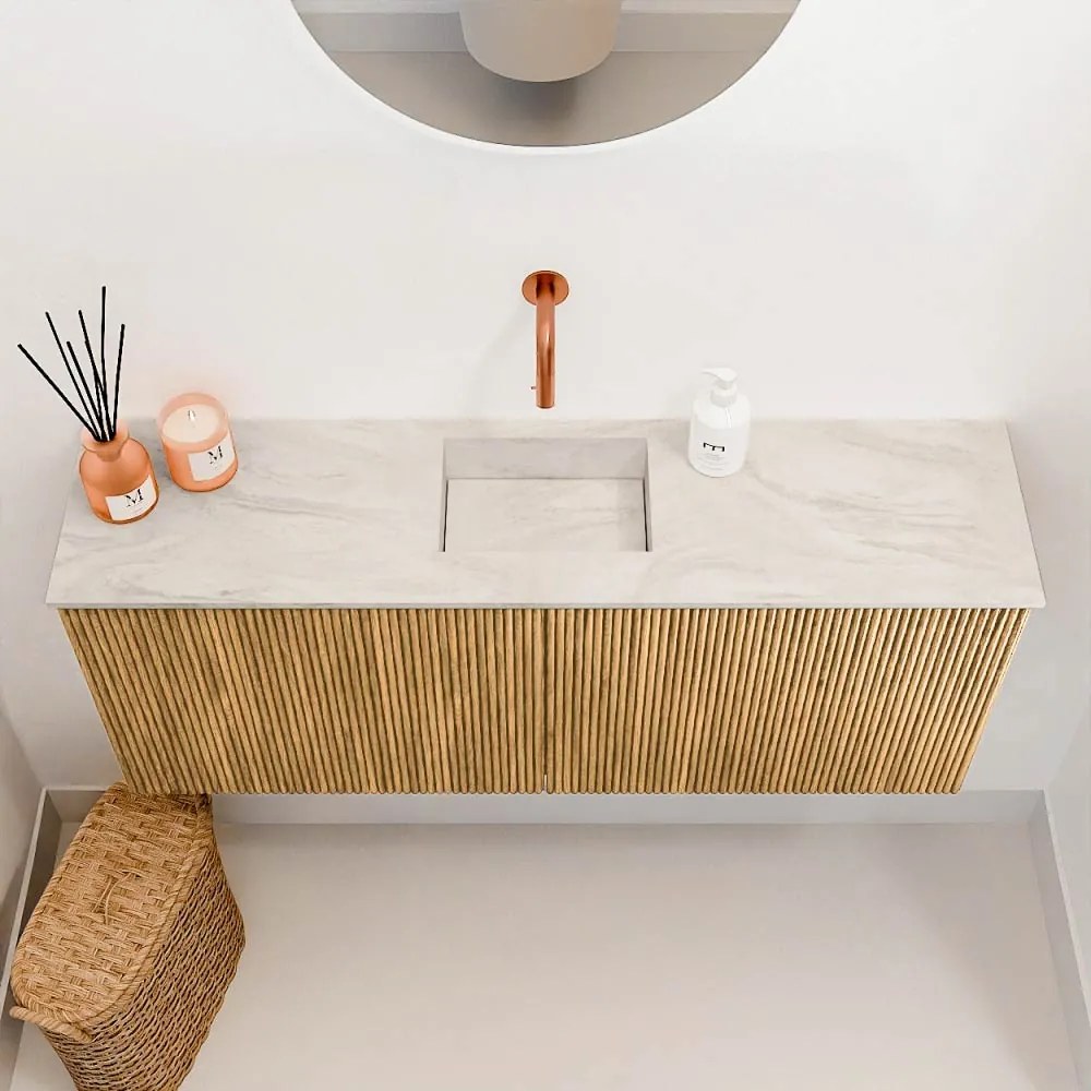 Mondiaz Joya DLux 100cm toiletmeubel oak met wastafel faye midden zonder kraangat ostra