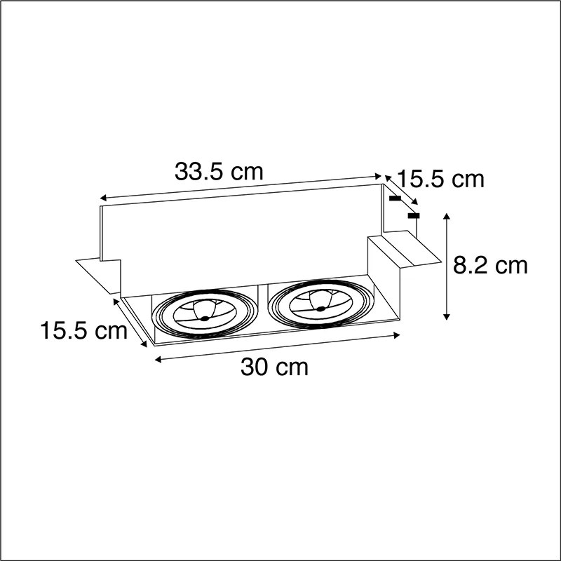 Inbouwspot wit draai- en kantelbaar G53 AR111 Trimless 2-lichts - Oneon