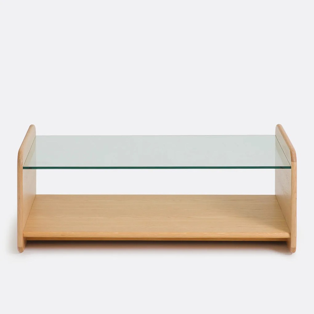 Salontafel, eikenfineer en gehard glas, ERICSON