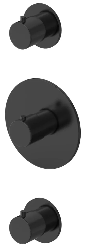 Hotbath Cobber afbouwdeel thermostaat met 2 stopkranen geborsteld zwart PVD