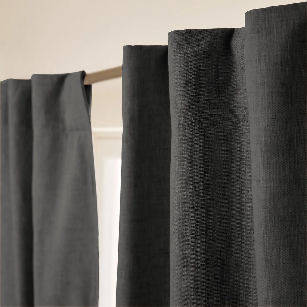 Verduisteringsgordijn van gewassen linnen, verborgen lipjes, Private