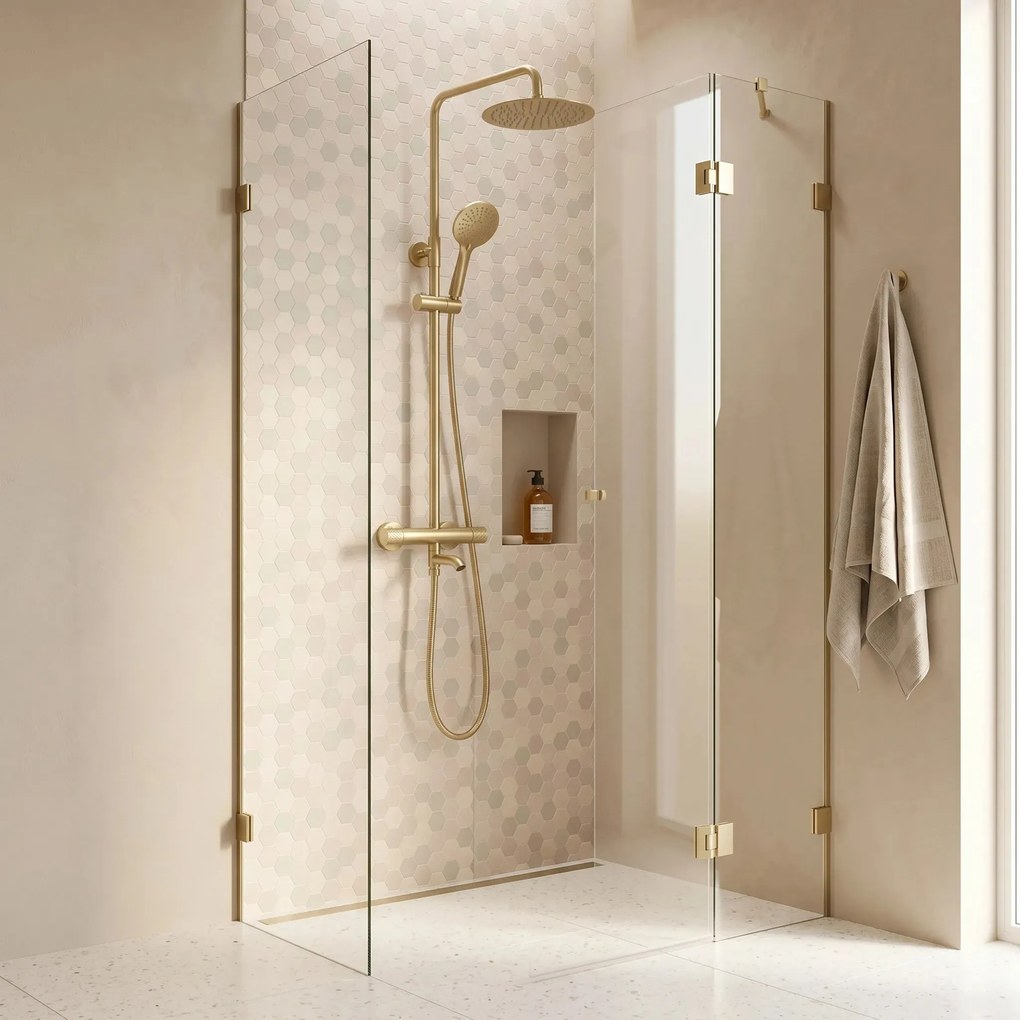 Doucheset REA Lungo Diamond Gold Brush Met Thermostaat
