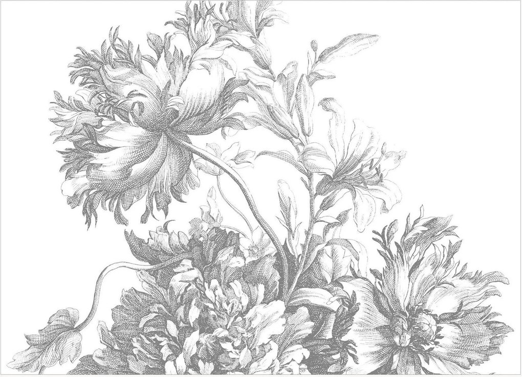 Behang Engraved Flowers