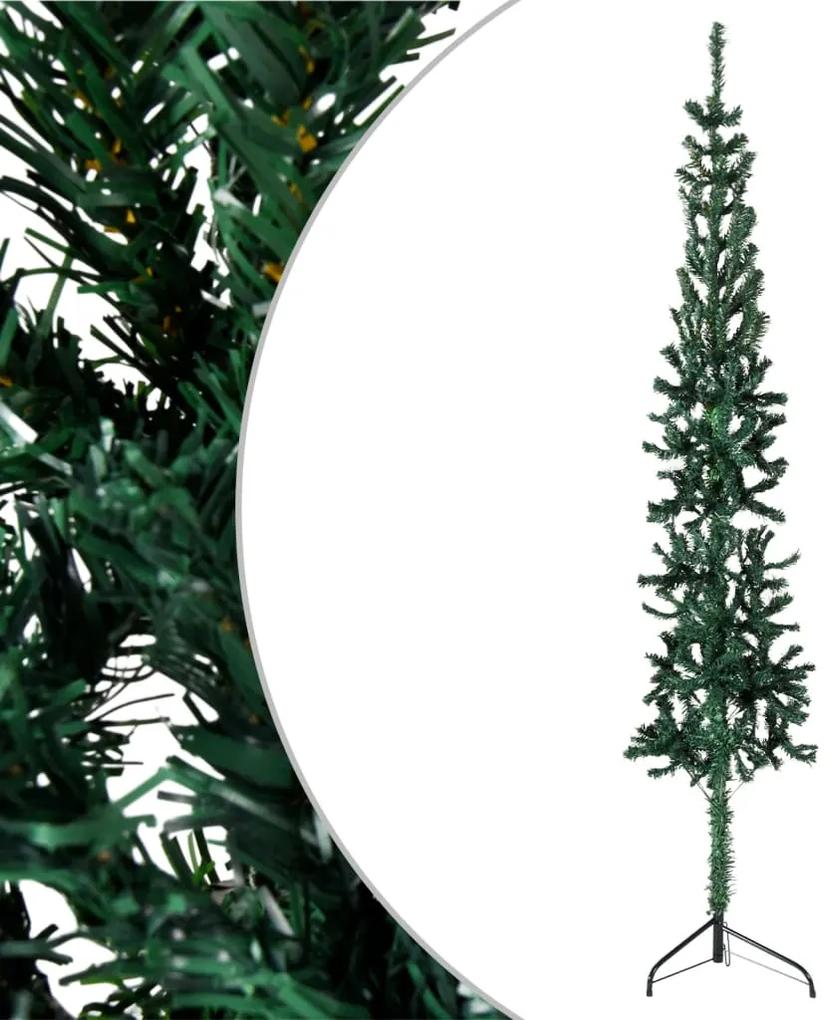 vidaXL Kunstkerstboom half met standaard smal 120 cm groen