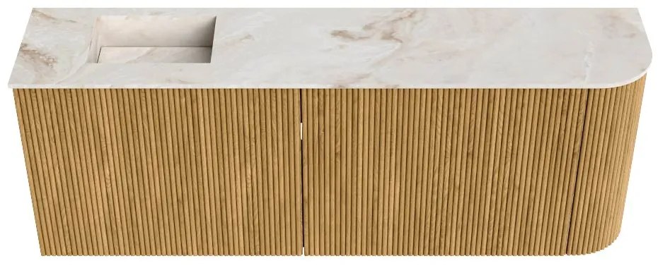 Mondiaz Joya DLux 110cm toiletmeubel ronding rechts oak met wastafel faye links 1 kraangat frappe