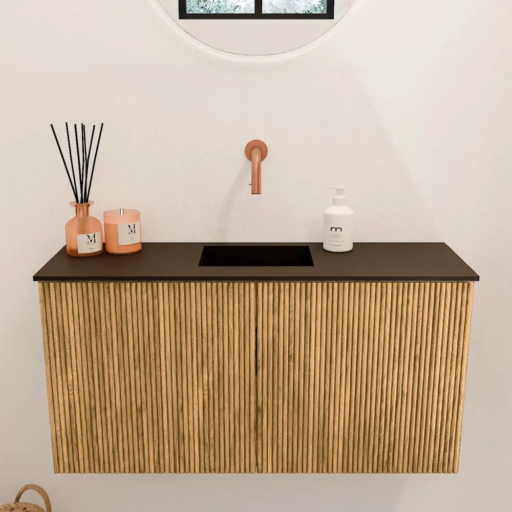 Mondiaz Joya 80cm toiletmeubel oak met wastafel faye midden zonder kraangat urban