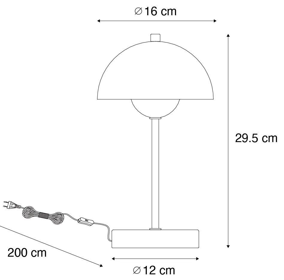 Retro tafellamp mushroom zwart met goud - Magnax Mini Retro G9 rond Binnenverlichting Lamp