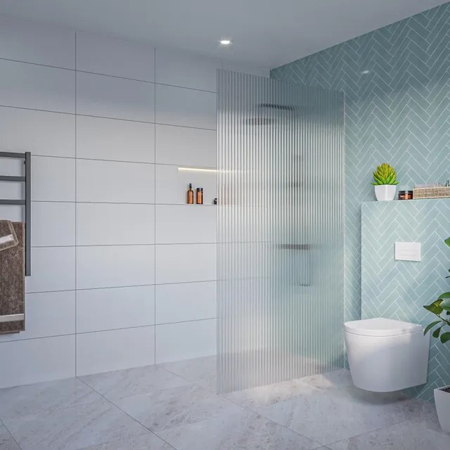 Fortifura Galeria Inloopdouche - ribbel glas - 100x200cm - 8mm - nano - blind inbouw profiel SW797955 SW1102415