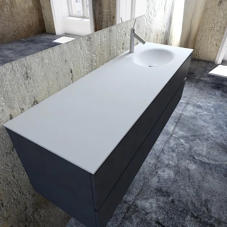 Zaro Sevilla Solid Surface badmeubel 150cm mat antraciet 1 kraangat spoelbak rechts