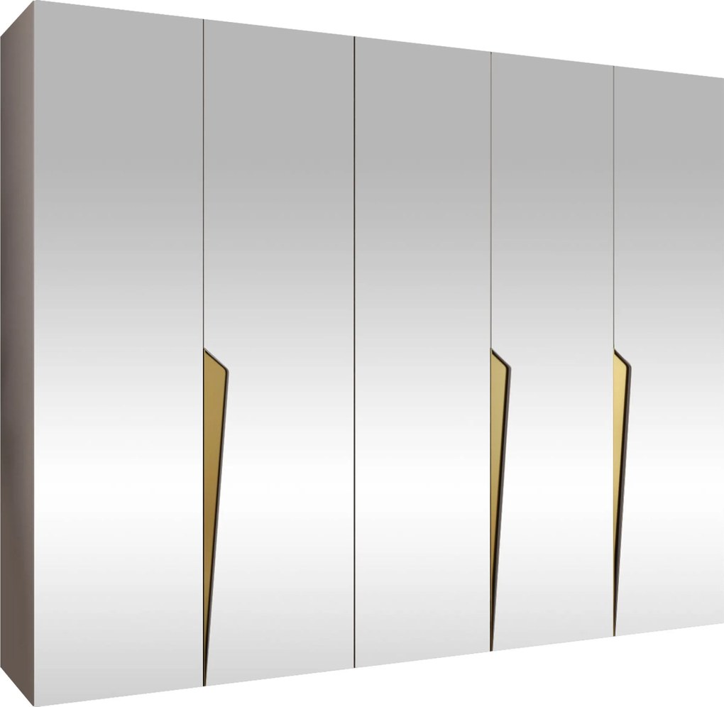 Kledingkast Hartford 616, Kasjmier, Gouden, 202x250x52cm, 173 kg, Kledingkast deuren: Met scharnieren