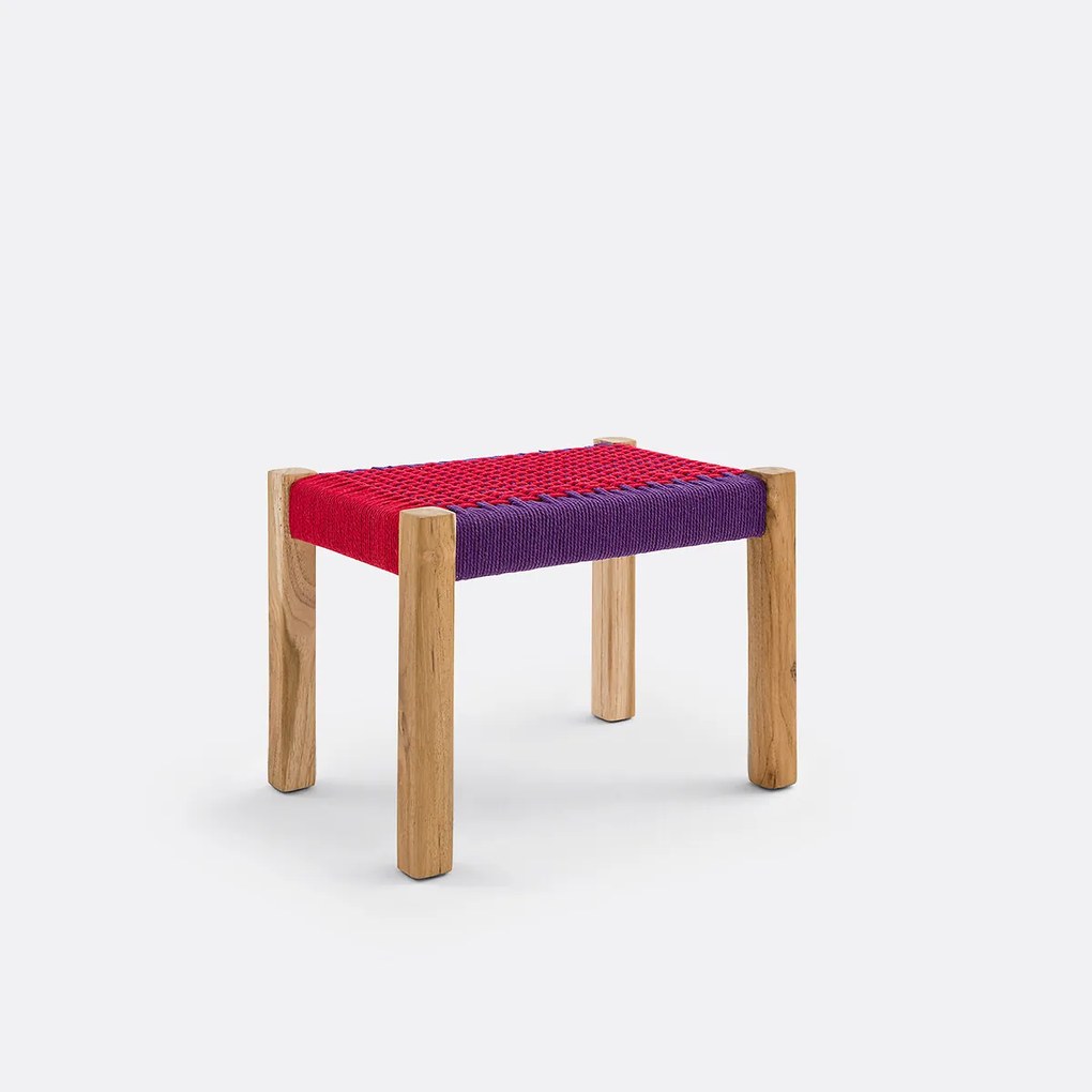 Kleine bank in massief teak en katoentouw, Keltan