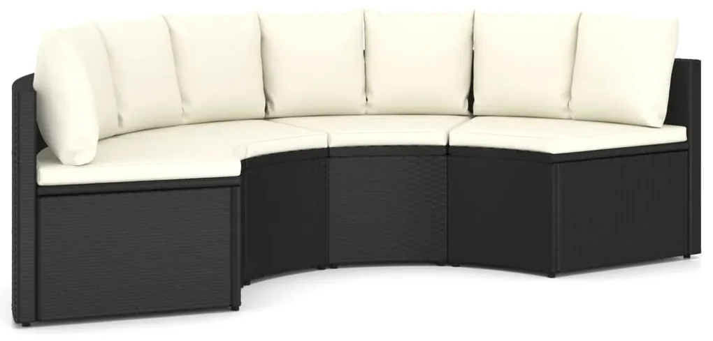 vidaXL 4-delige Loungeset met kussens poly rattan zwart