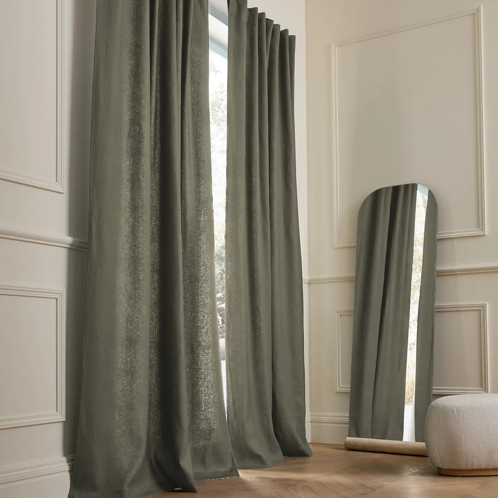 Linnen gordijn met voering, verborgen lipjes, Private