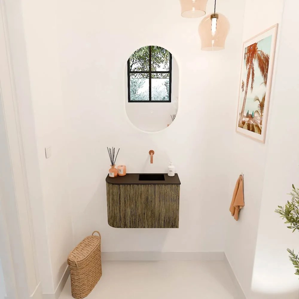 Mondiaz Joya 60cm toiletmeubel ronding links dusk met wastafel faye rechts zonder kraangat urban