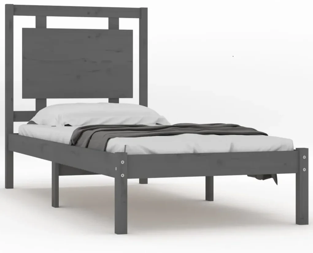 vidaXL Bedframe massief hout grijs 90x200 cm