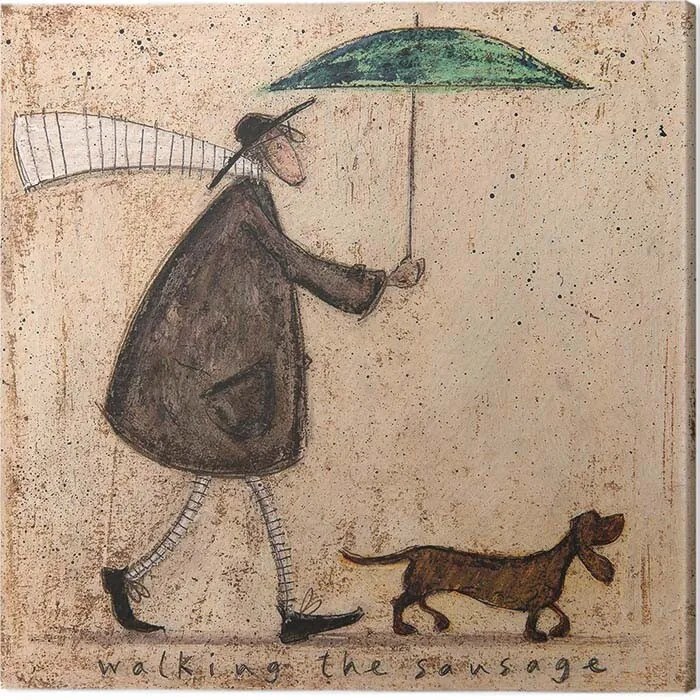 Schilderij op canvas Sam Toft - Walking the Sausage