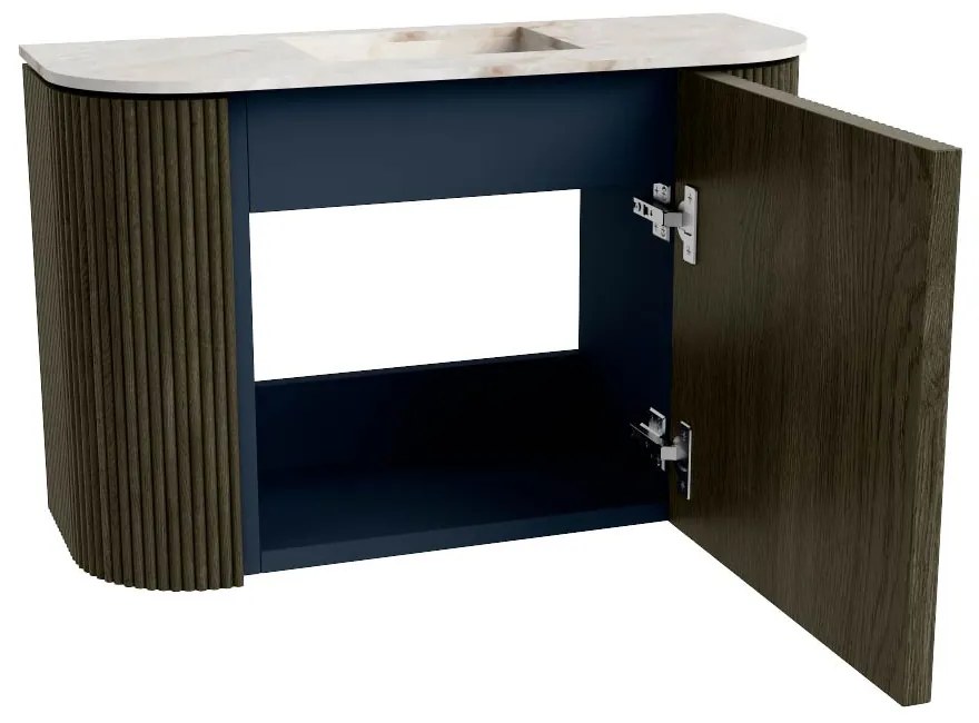 Mondiaz Joya DLux 65cm toiletmeubel ronding links/rechts shadow met wastafel faye midden zonder kraangat frappe