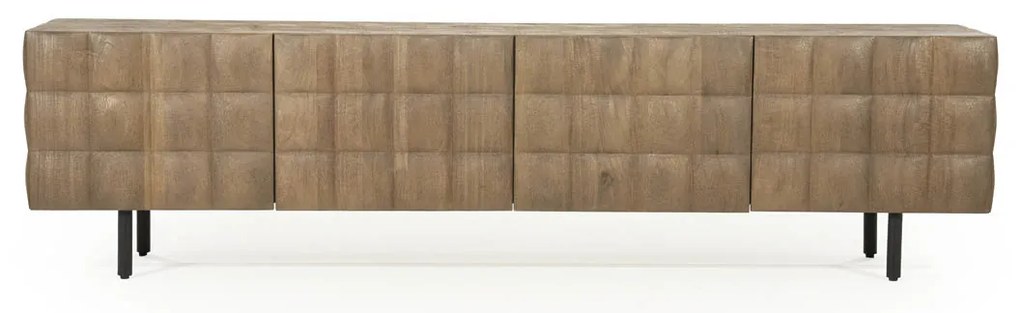 Tv-meubel Mangohout Met Vierkantjes 214 Cm - 214x41.5x54cm.