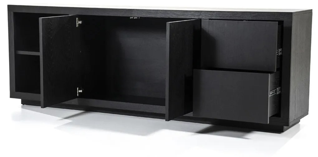 Modern Dressoir Zwart Hout - 200x47x76cm.