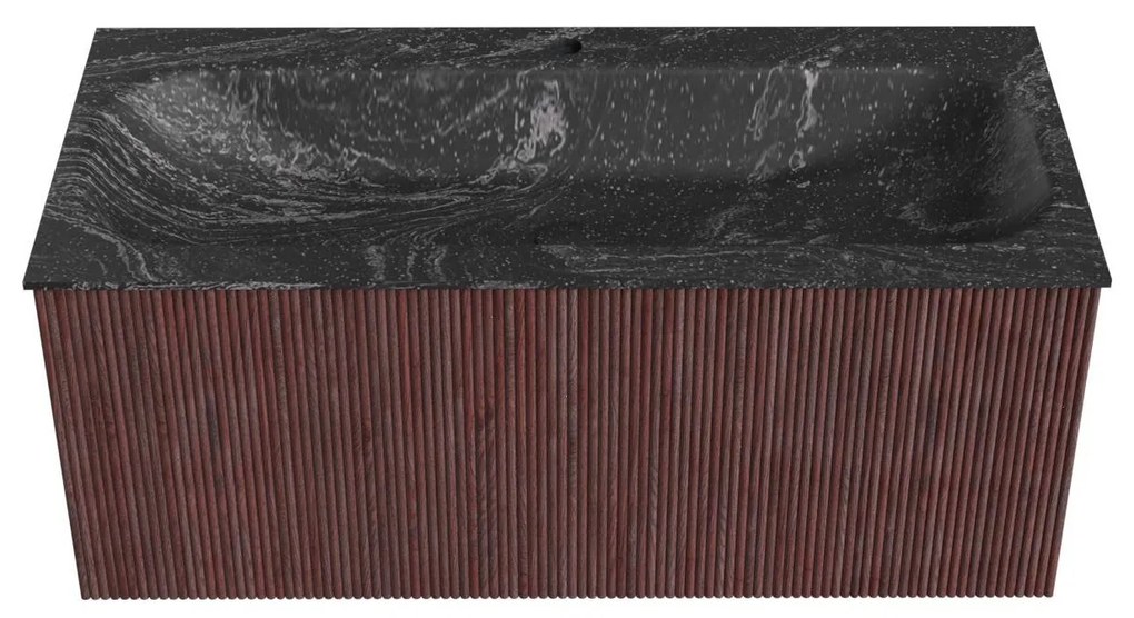 Mondiaz Kurve-dlux 100cm badmeubel ruby met 1 lade en wastafel big medium midden 1 kraangat lava