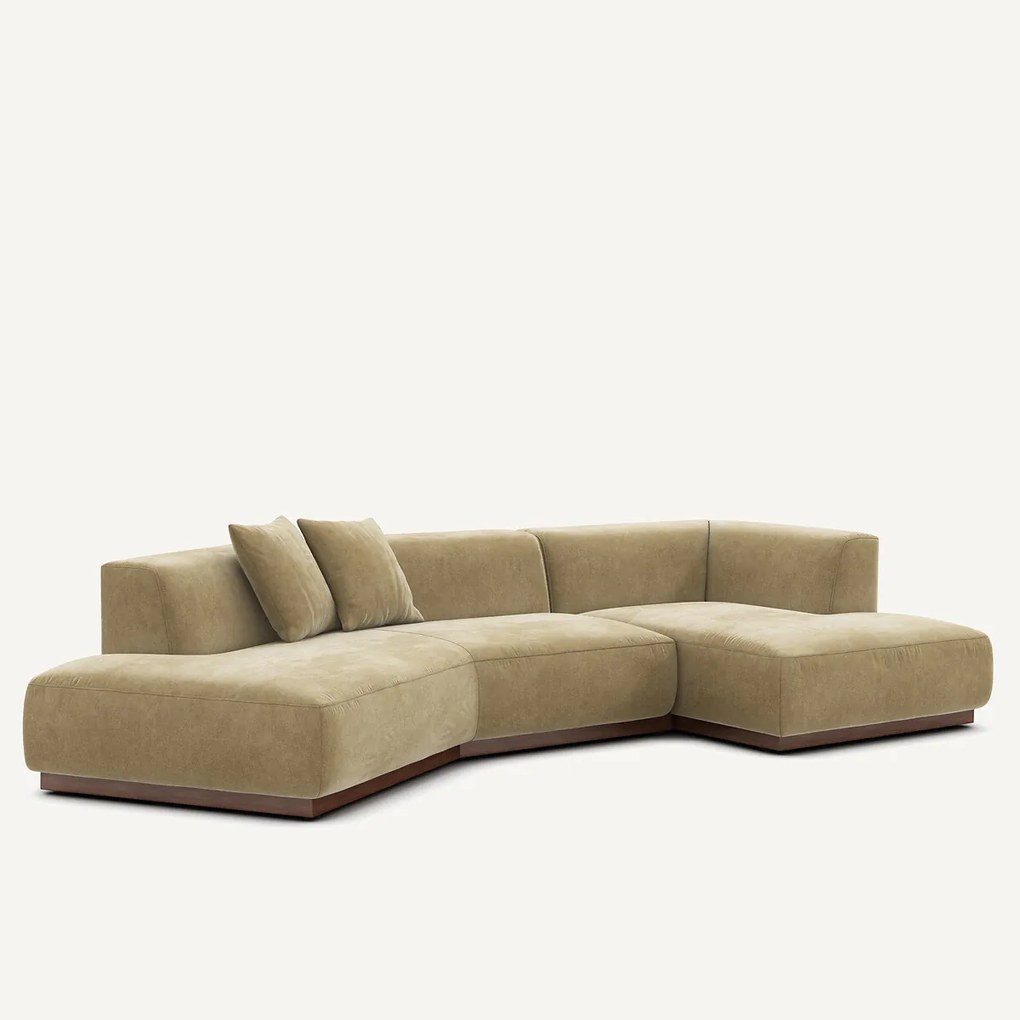 Rechte open hoekbank in stonewashed fluweel, JACOPO