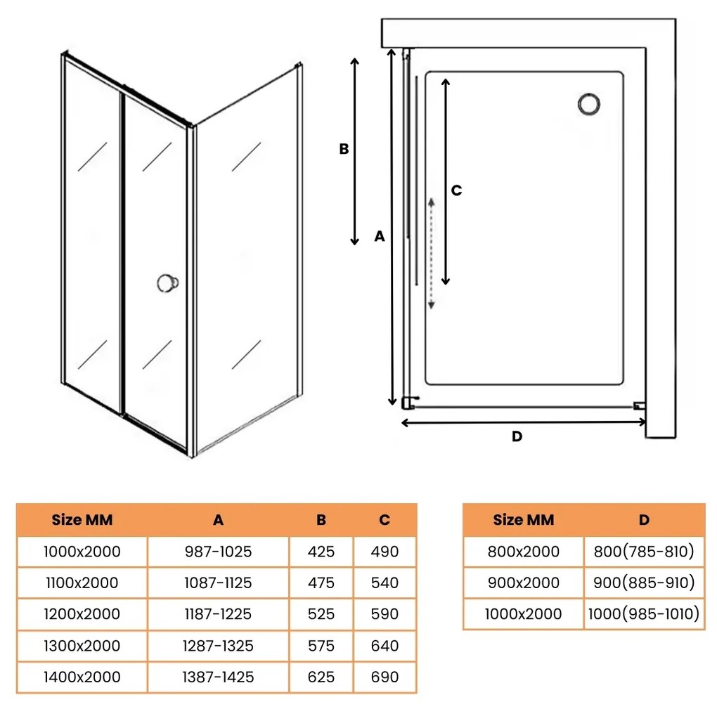 Saniclear Slide douchecabine 130x90cm met anti-kalk coating