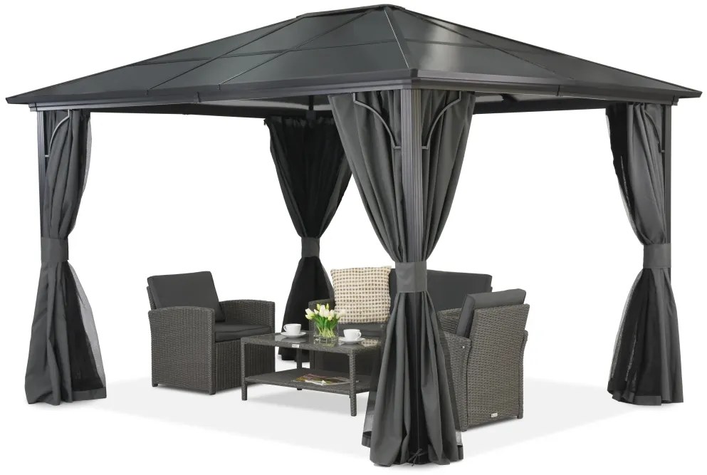 Modern tuinhuis Santiago 3x3.6m met klamboe Garden Point antraciet